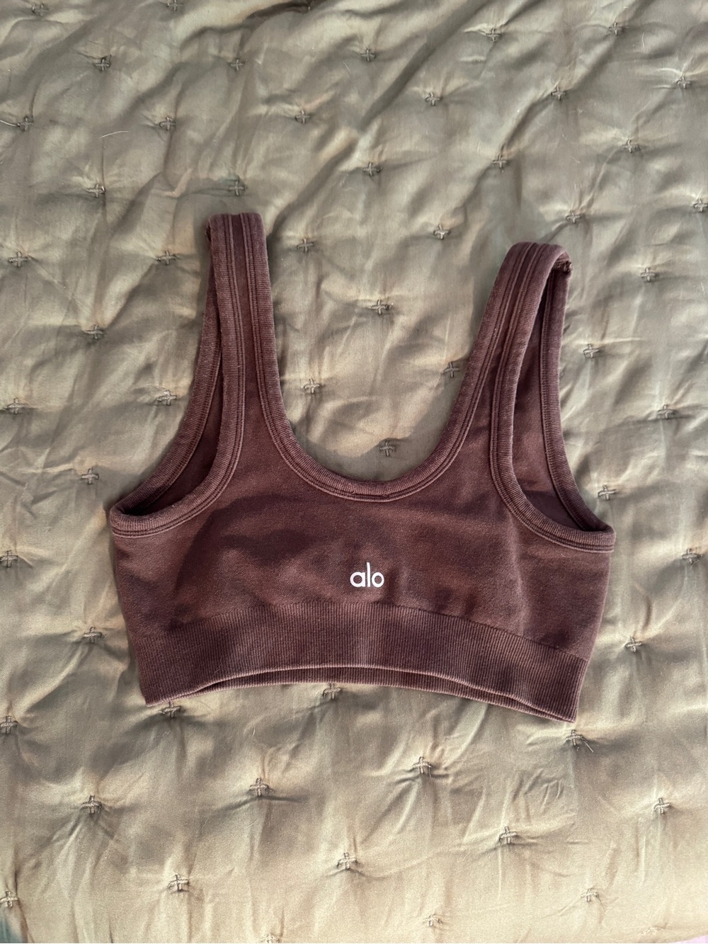 ALO Yoga Brown Ribbed Scoop Bralette